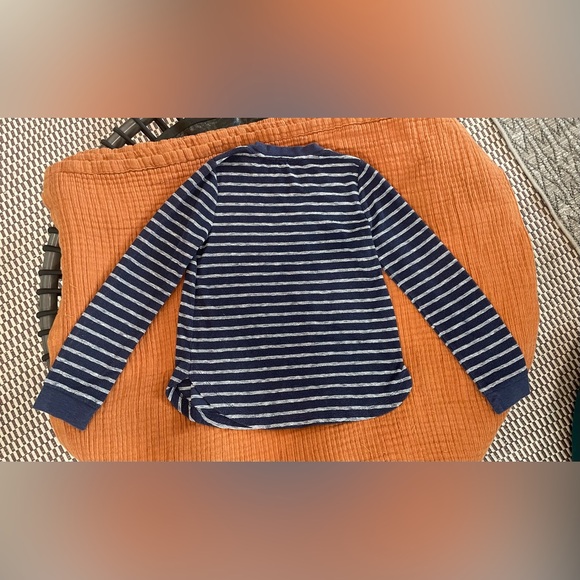 Marine Layer Britton saddle long sleeve navy and white striped crew, size XS - Picture 5 of 6